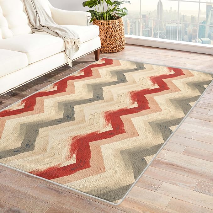 Chevron Pattern Rug, 4x7 Rug, Farmhouse Stripes Rugs by Unknown