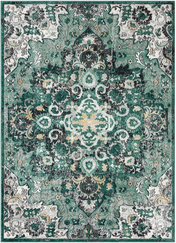 LUXE WEAVERS Moroccan Green 6x9 Medallion Area Rug - Image 3