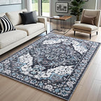 Area Rug for Living Room, 9x12 Machine Washable Non Slip Large Faux Wool Throw - Image 2