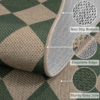 Easy Jute Checkered Entryway Rug, 2x3 Green Modern Indoor Outdoor Doormat - Image 2