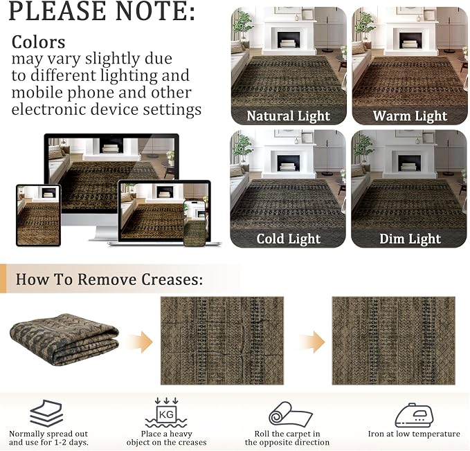 4x6 Machine Washable Area Rug for Living Room, Kids and Pets Friendly for - Image 9