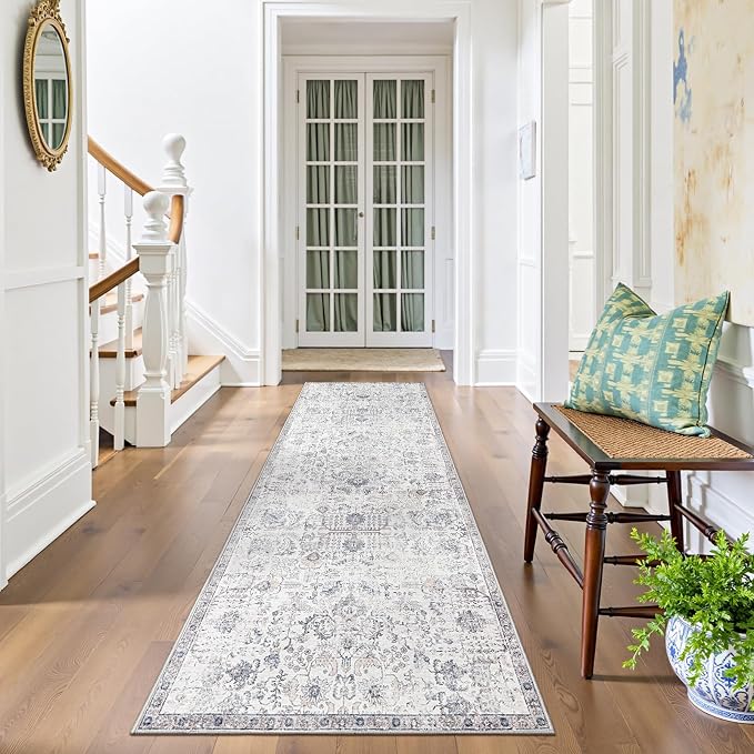 jinchan Kalen Runner Rug 2x10 Washable Hallway Rug Vintage Indoor Thin Retro by JINCHAN