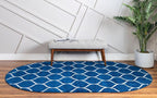 Rugs.com Lattice Frieze Collection Rug – 4' x 6' Oval Navy Blue Medium Rug - Image 3