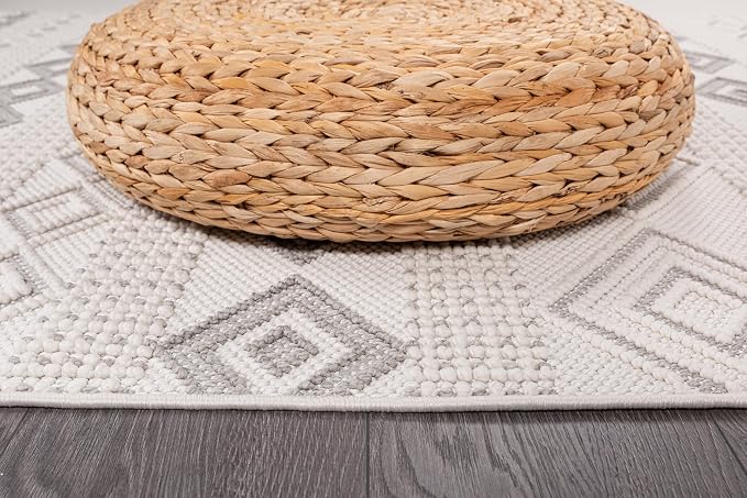 CAMILSON Micro Loop Rug 5x7 Modern Luxury Geometric Moroccan Diamond Area Rugs - Image 8