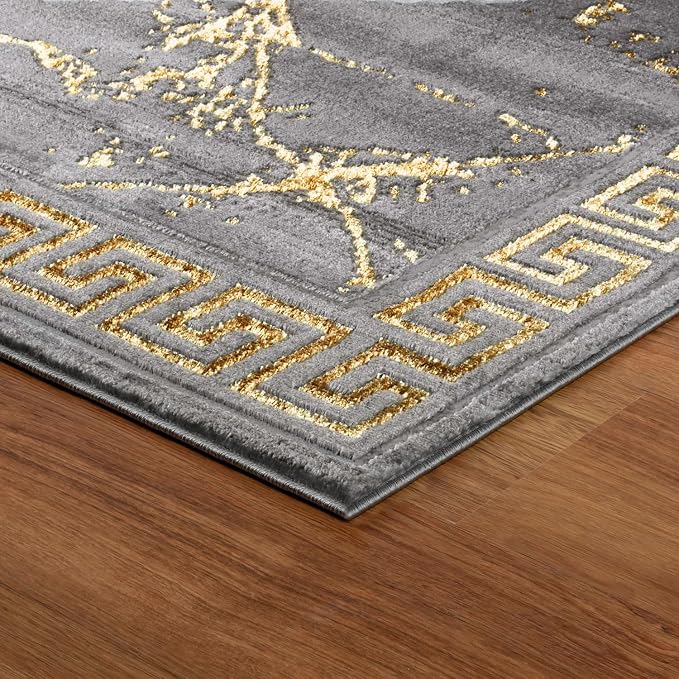 GLORY RUGS Area Rugs Marble 8x10 Grey Gold Carpet Modern Abstract Rug Living - Image 6