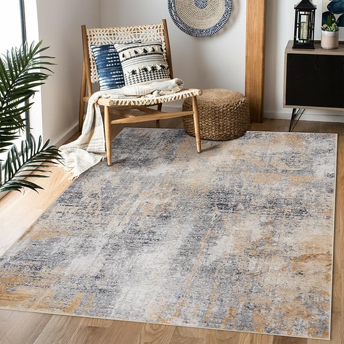 Area Rug 5×7, Vintage Boho Rug, Ultra-Soft Low Pile, Non Slip, Stain Resistant by DomitapisRug