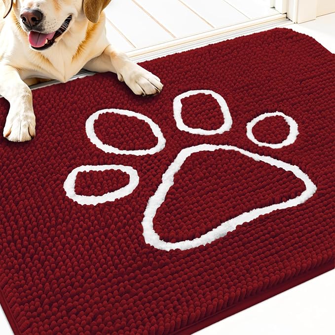 OLANLY Dog Door Mat for Muddy Paws 30x20, Paw Print Design, Absorbs Moisture by OLANLY