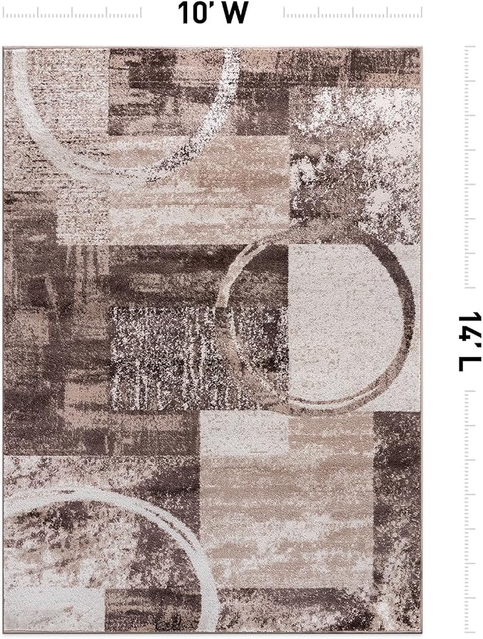 Rugshop Contemporary Abstract Circle Design Area Rug, Fade-Resistant Modern - Image 2