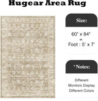 HUGEAR 5x7 Machine Washable Rugs Beige Hallway Area Rug Indoor Accent Rug - Image 2