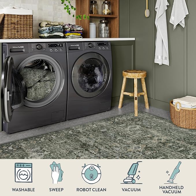 Lahome Washable Area Rugs 5x7 Green Rugs - Image 4