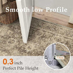 2x5 Washable Runner Rug for Kitchen Hallway Brown Vintage Non-Slip Low Pile - Image 5