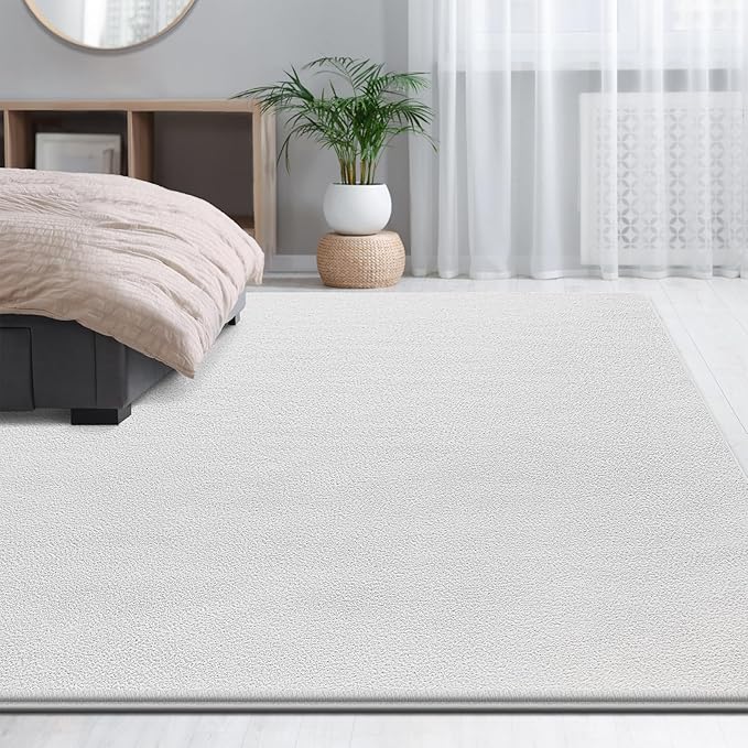 Large Area Rugs for Living Room Bedroom, 7x10 Feet White Rug, Minimalist Modern - Image 6