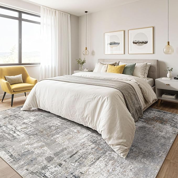 9x12 Area Rug Living Room: Washable Large Abstract Soft Stain Resistant Indoor - Image 4