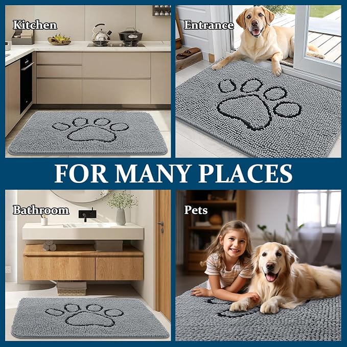 OLANLY Dog Door Mat for Muddy Paws 59x35, Paw Print Design, Absorbs Moisture - Image 8
