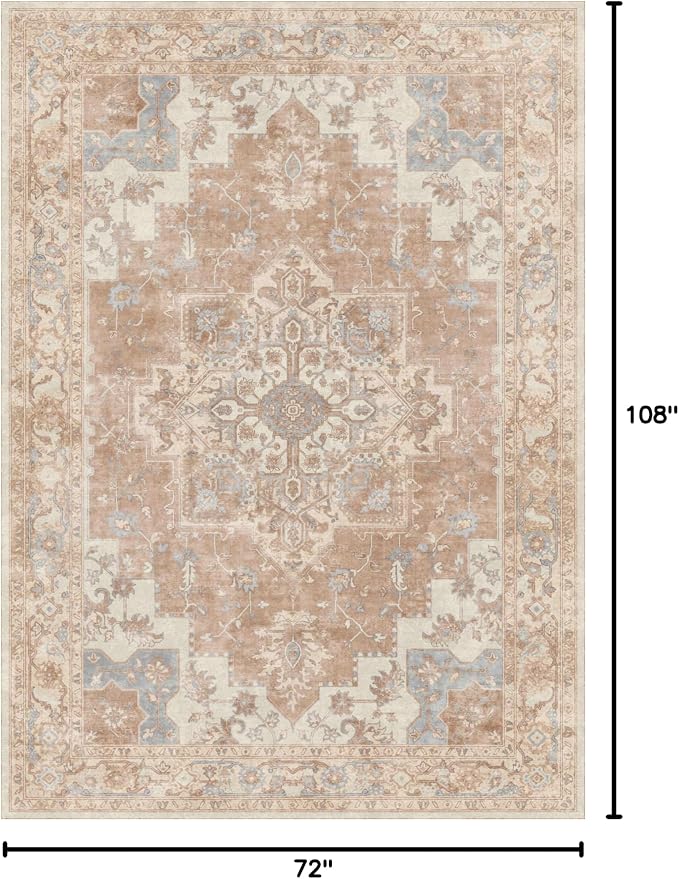 GENIMO 6x9 Area Rugs for Living Room, Non Slip Machine Washable Retro Rugs - Image 2