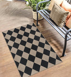 Easy Jute Checkered Entryway Rug, 2.6x4 Black Modern Indoor Outdoor Doormat - Image 7