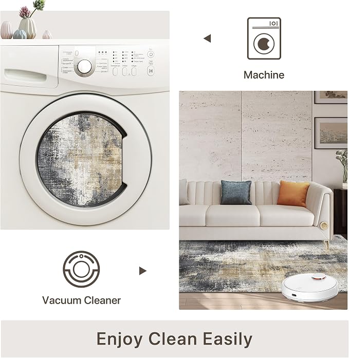 GENIMO Washable Area Rugs for Living Room, 10x14 Modern Non Slip Rugs, Low Pile - Image 5