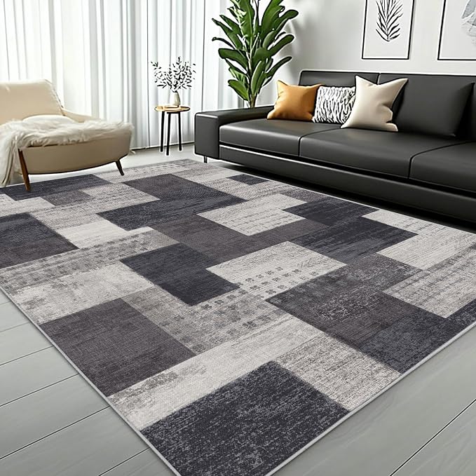 Modern Geometric Patchwork Indoor Area Rug - Image 5