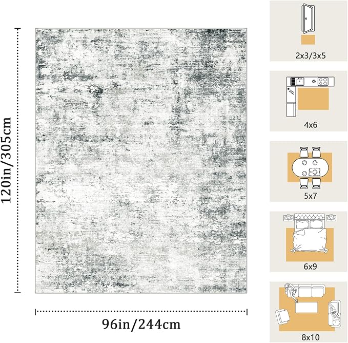 8x10 Machine Washable Area Rug for Living Room, Kids and Pets Friendly for - Image 2
