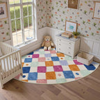 jinchan Macy Kids Rug for Nursery 6ft Radius Corner Washable Area Rug Modern by JINCHAN