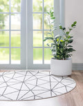 Rugs.com Lattice Trellis Collection Rug – 3 Ft Round White Low-Pile Rug Perfect by Rugscom