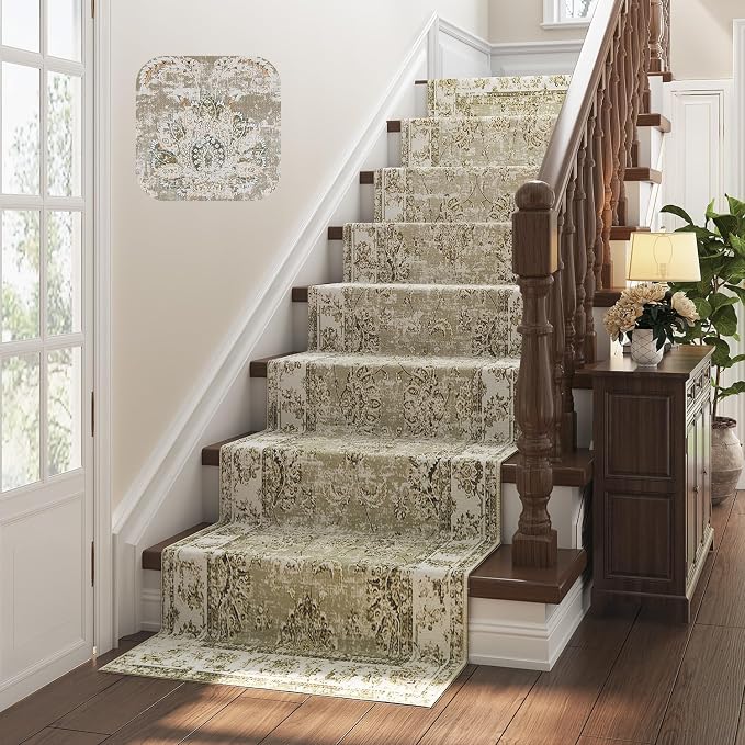 jinchan Fiora Hallway Runner Rug 3x8 Machine Washable Runner Rug Taupe Vintage - Image 2