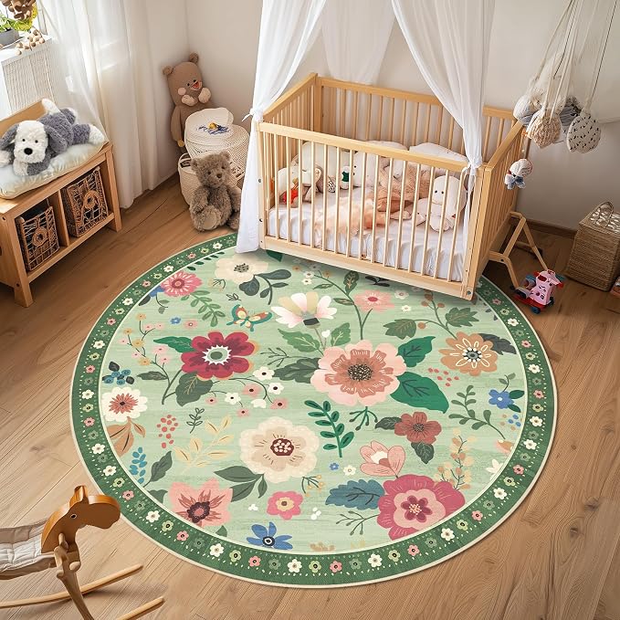 Floral 4ft Area Rug Machine Washable Soft Print Boho Carpet Non Slip Doormat - Image 6
