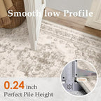 Runner Rug 2x7 Beige Hallway Washable Carpet Non Slip Vintage Medallion Carpet - Image 3