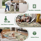 Area Rug 5x7 Washable Rug, Vintage Boho Medallion Rugs Non-Slip Soft Low Pile - Image 5