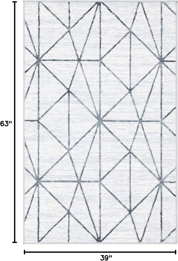 Rugs.com Lattice Trellis Collection Rug – 3' x 5' White Low-Pile Rug Perfect - Image 3