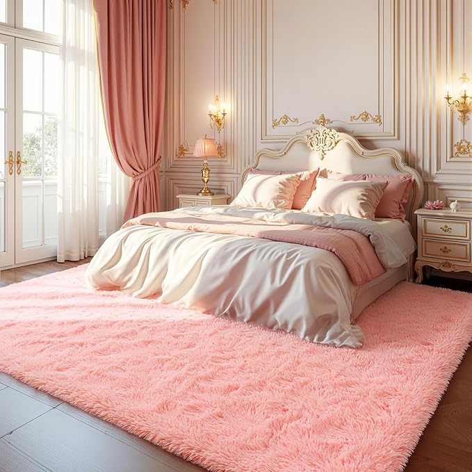 Zentavio Pink Rugs for Girls Room 8x10 Large Area Rugs for Living Room Cute - Image 6
