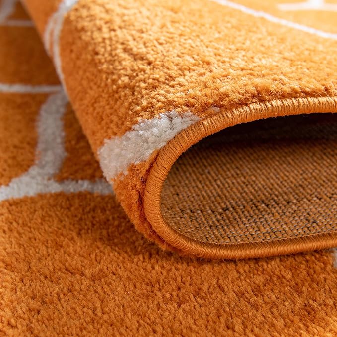 Rugs.com Lattice Frieze Collection Rug – 5' Round Orange Medium Rug Perfect - Image 6
