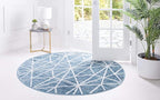 Rugs.com Lattice Trellis Collection Rug – 8 Ft Round Blue Low-Pile Rug Perfect - Image 5