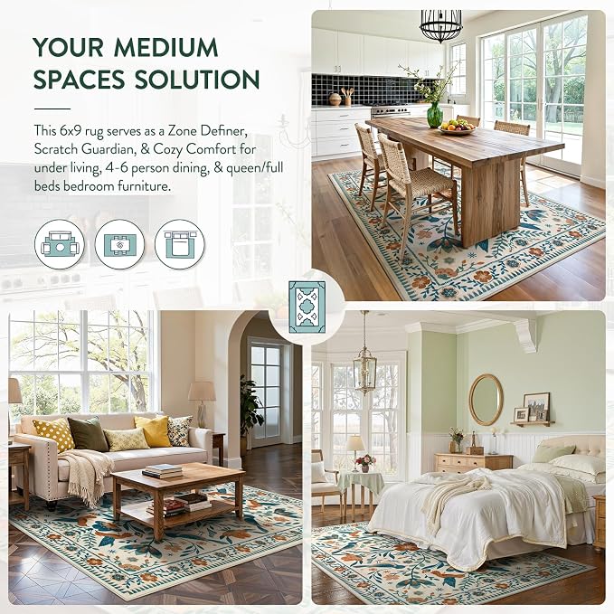 Moynesa Floral Bird 6x9 Area Rug - Image 4