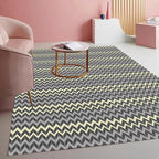 Modern Geometric Chevron Rug Industrial Wave Pattern in Layered Tones by Mamatong