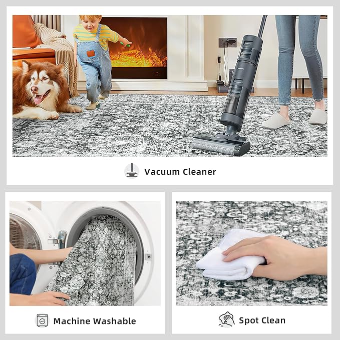 Deerly Rug Runner 2x6 Ft Washable Carpet Runner Runner Non-Slip Grey Runner Rugs - Image 5