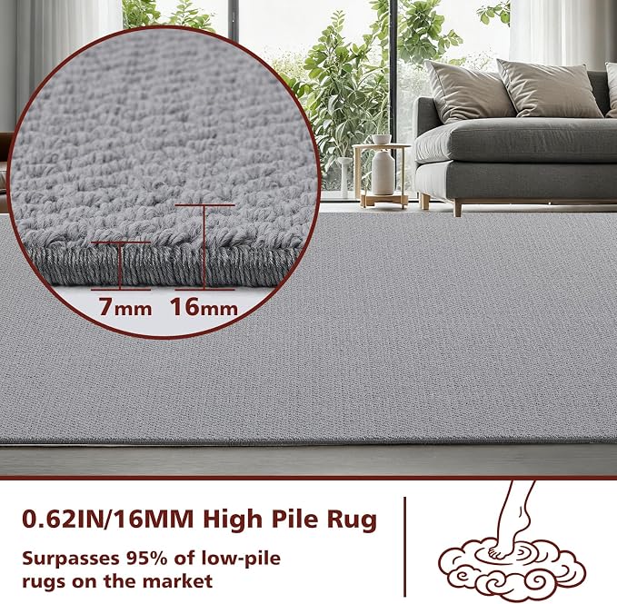 ANSSO Wool Rugs 8x10 for Living Room, 80% Merino Wool and 20% Cotton Soft - Image 7