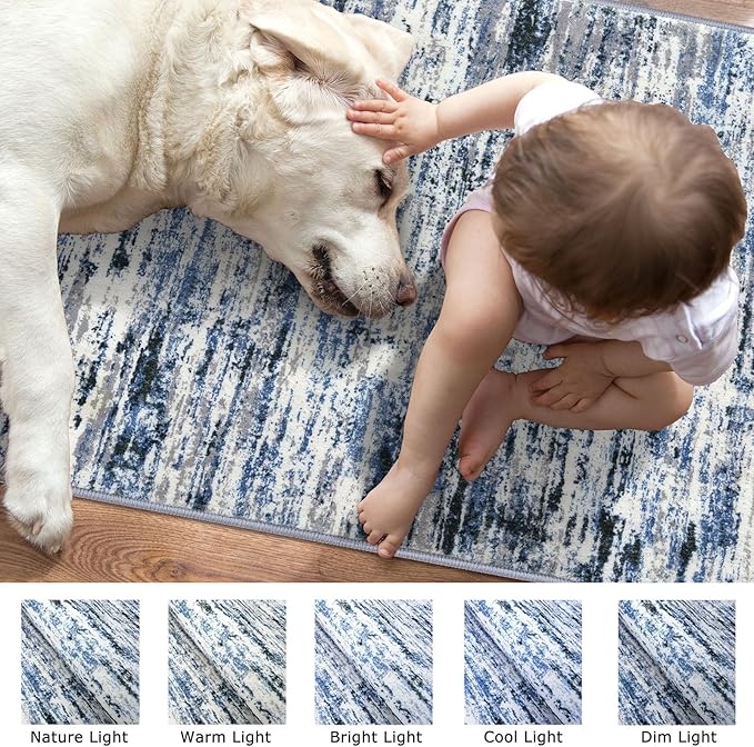 Modern Abstract Entryway Rug Indoor 2x3 Washable Rug Non-Slip Soft Small Area - Image 3
