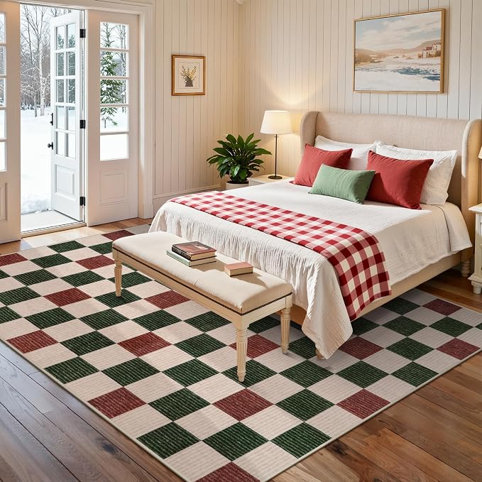 LIVEBOX 8x10 Area Rugs for Living Room Clearance, Checkered Non-Slip Washable - Image 3