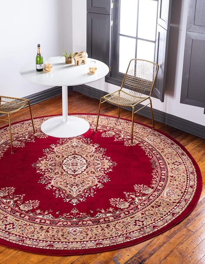 Unique Loom Reza Collection Traditional Persian Style Area Rug, Burgundy/Ivory by UniqueLoom