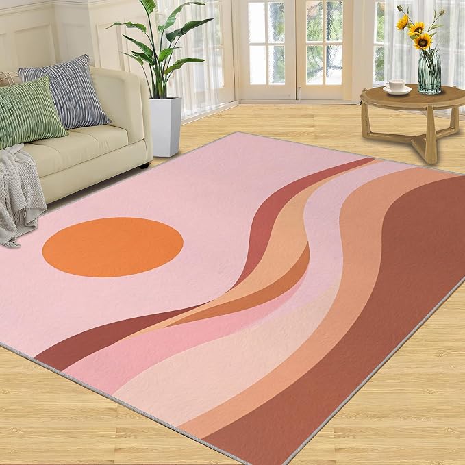 Boho Sun Area Rugs 4x6ft, Minimalist Sunburst Carpet - Image 3