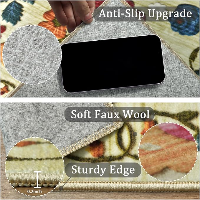 4x6 Machine Washable Area Rug for Living Room, Kids and Pets Friendly for - Image 6