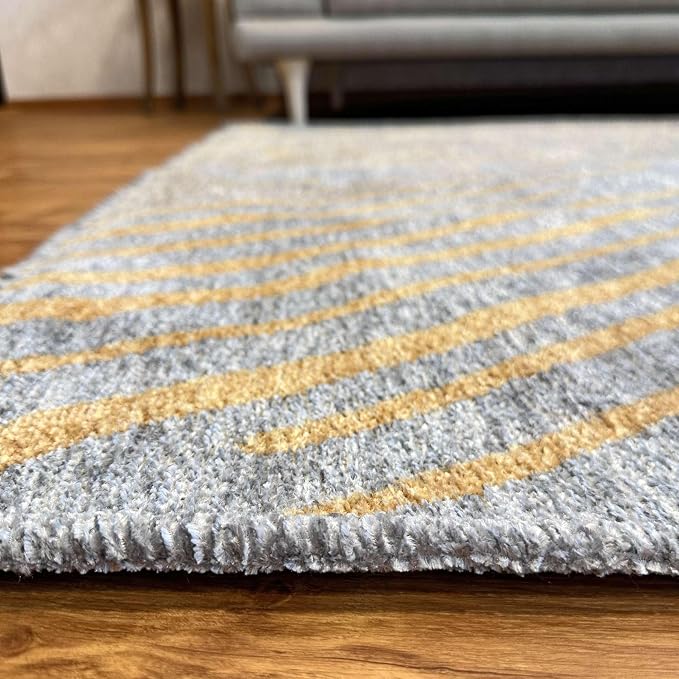 Alfa Rich 5x8 Geometric Gray Gold Washable Area Rugs - Image 4