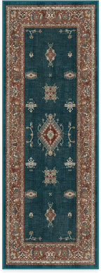 RUGGABLE Washable Vintage Runner Rug – Verena Teal Blue 2.5x7, Stain-Resistant by RUGGABLE