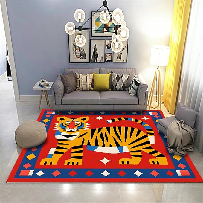 Jungle Animal Area Rug, Unique Design Tiger Print Rug - Image 2