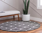 Rugs.com Lattice Frieze Collection Rug – 3' Round Dark Gray Medium Rug Perfect - Image 2