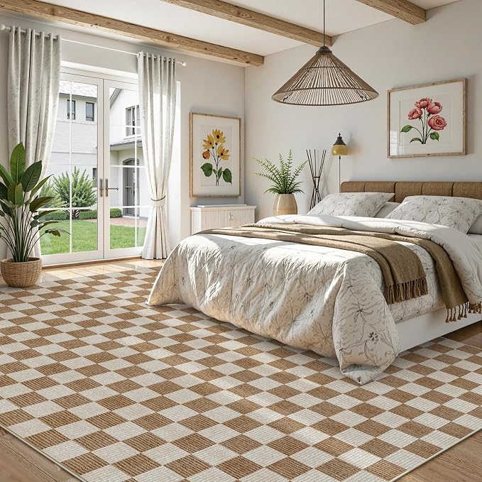 LIVEBOX 9x12 Area Rugs for Living Room, Checkered Non-Slip Washable Rugs - Image 4