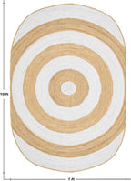 2x18 Oval Kilim Jute Runner – Natural Jute Hand Braided Rug, Solid White Beige - Image 3