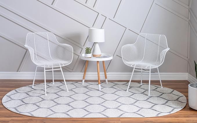 Rugs.com Lattice Frieze Collection Rug – 4' x 6' Oval Ivory Medium Rug Perfect - Image 3