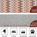 Brown Pink White Wave Runner Rug, 1.3x7ft Soft Tone Hallway Decor Carpet - Image 2